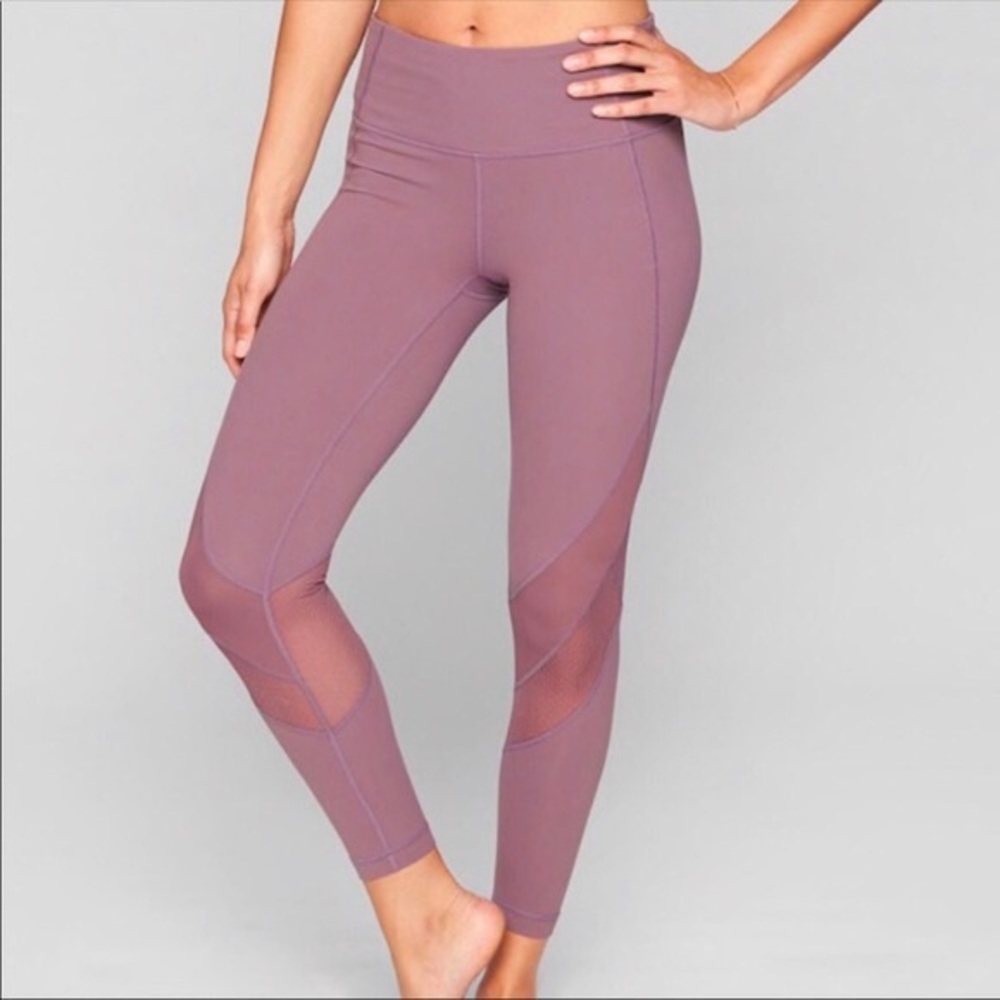 Athleta Mesh Salutation 7/8 Tight in Plum